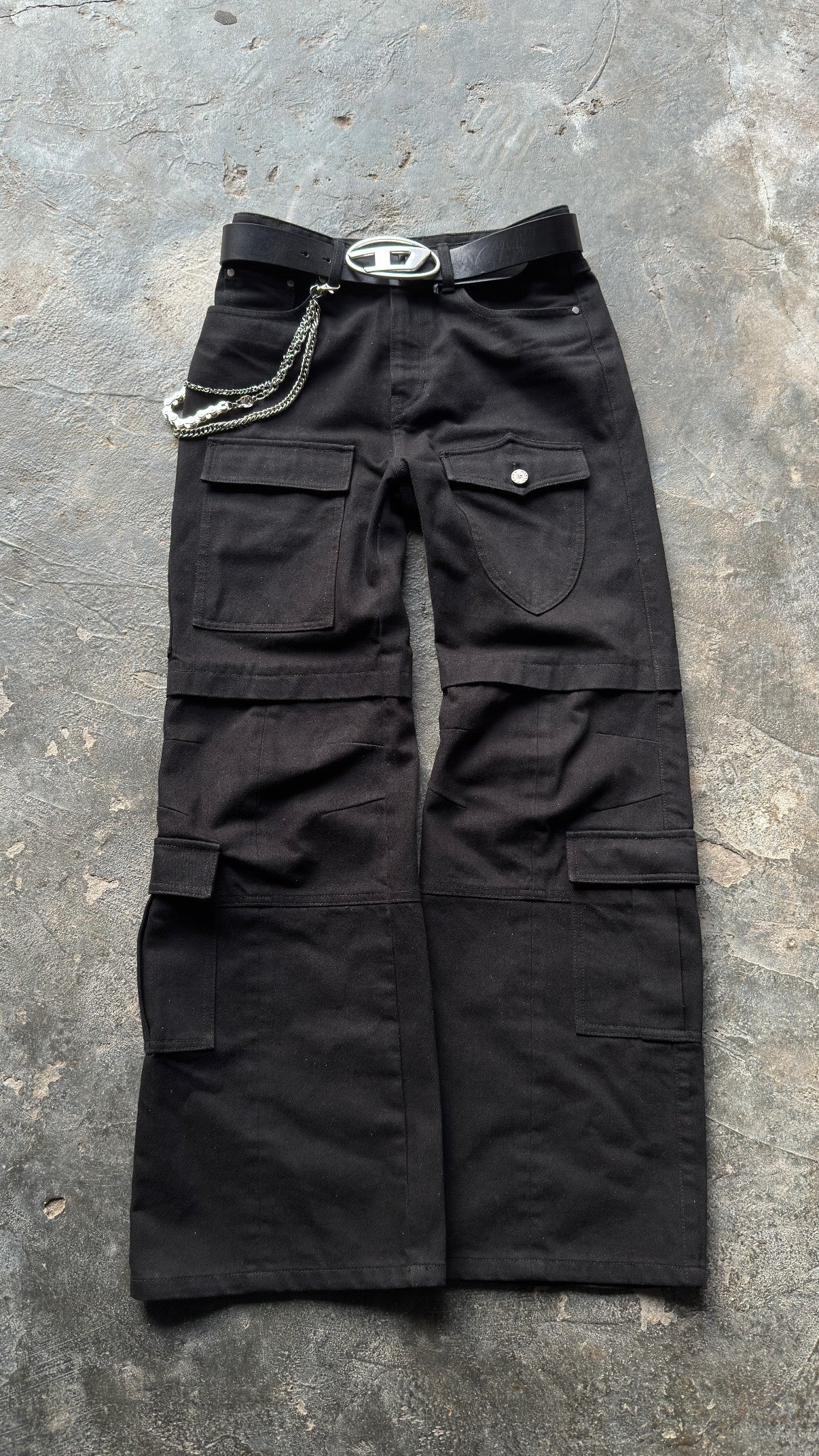 Black "DriftCut" Cargo Denim Pant