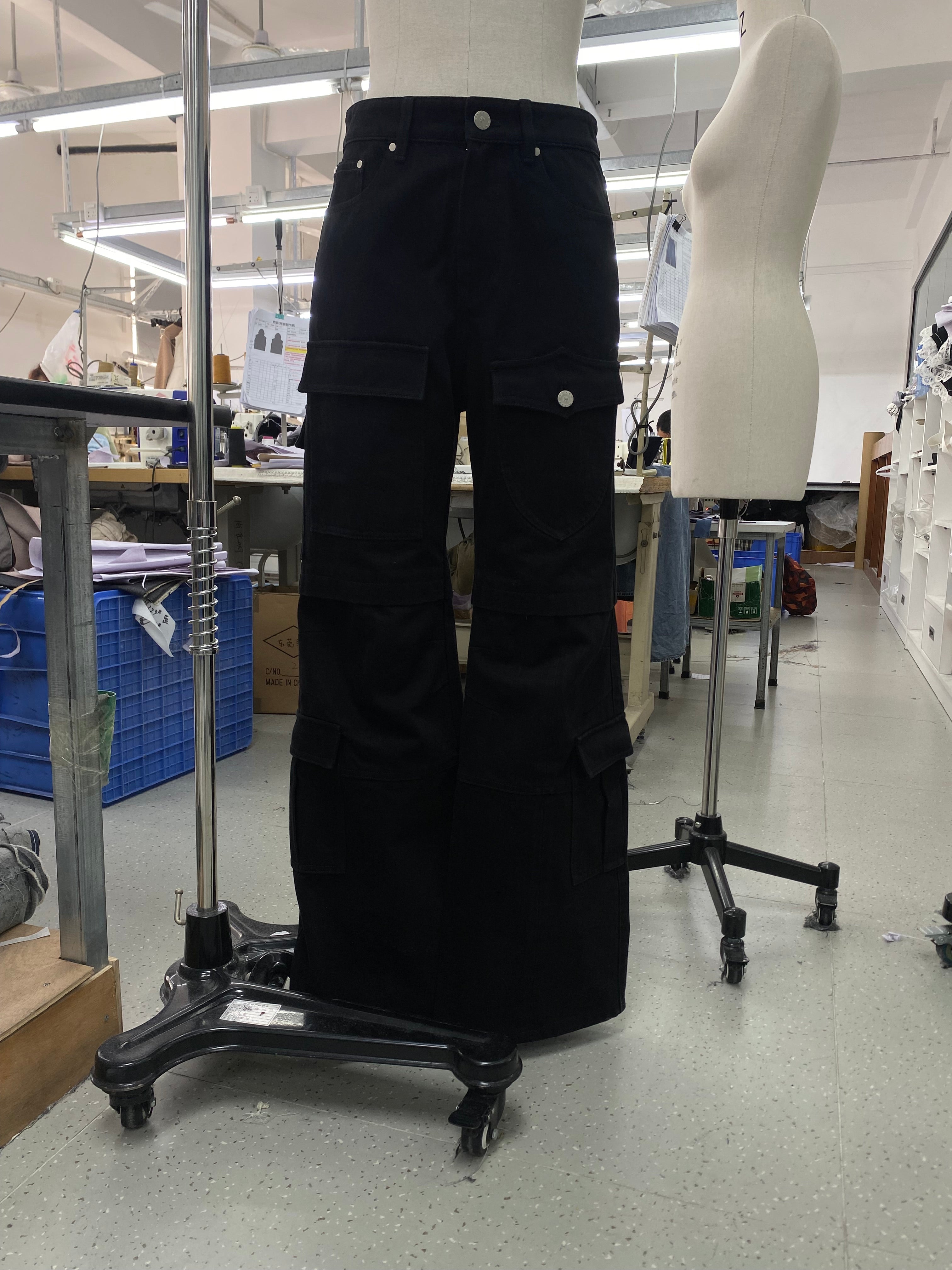 Black "DriftCut" Cargo Denim Pant
