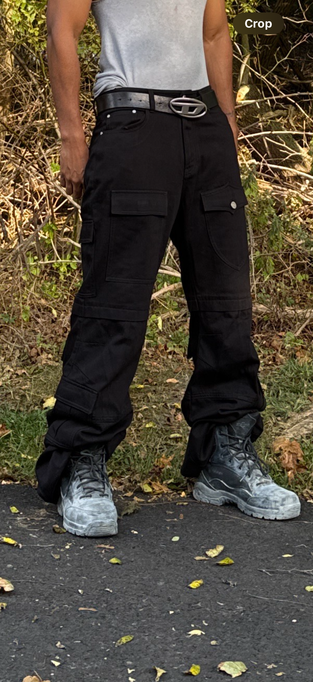 Black "DriftCut" Cargo Denim Pant