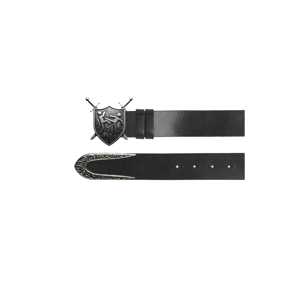 "ORNA" Black Leather Belt