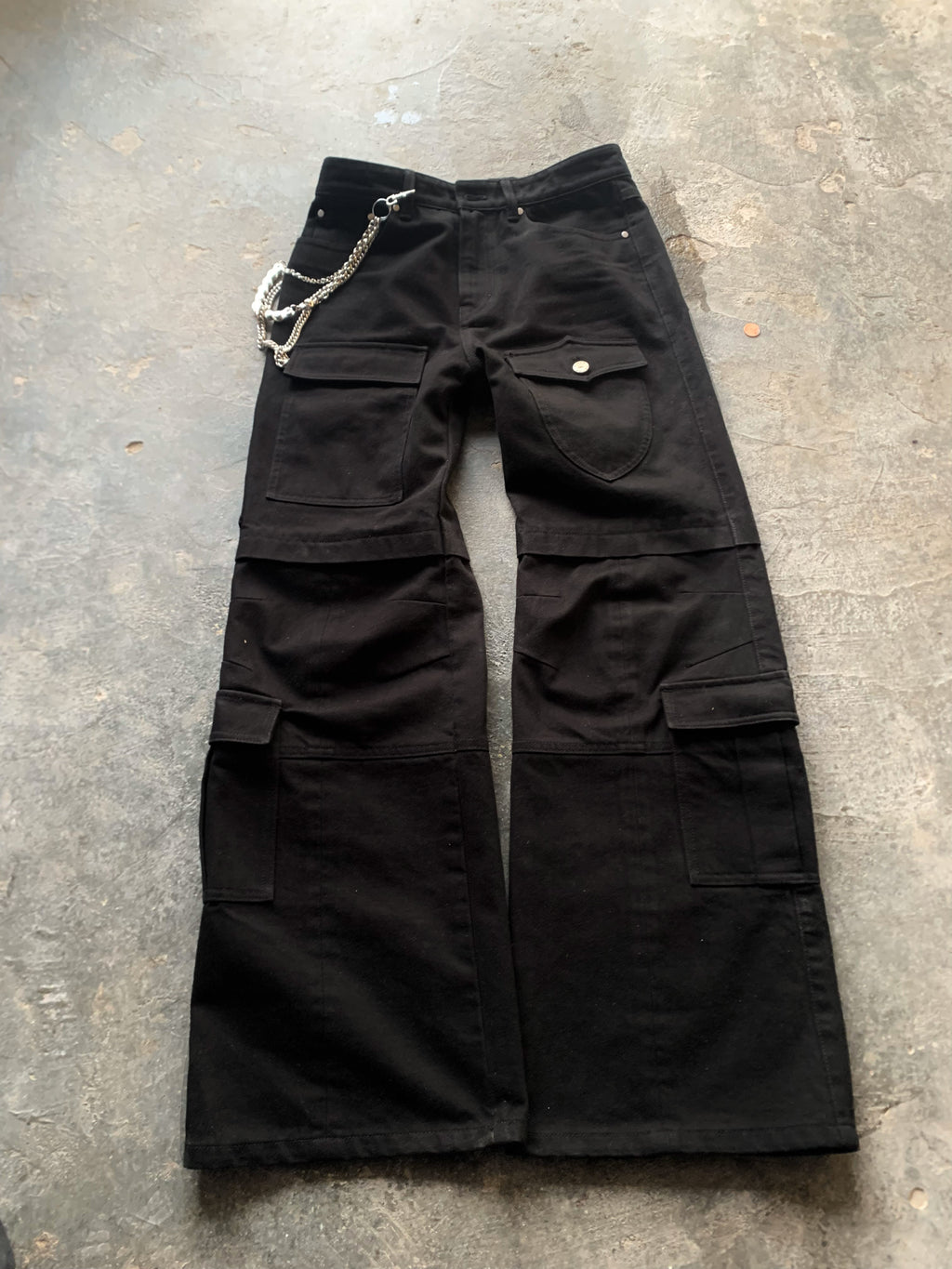 Black "DriftCut" Cargo Denim Pant