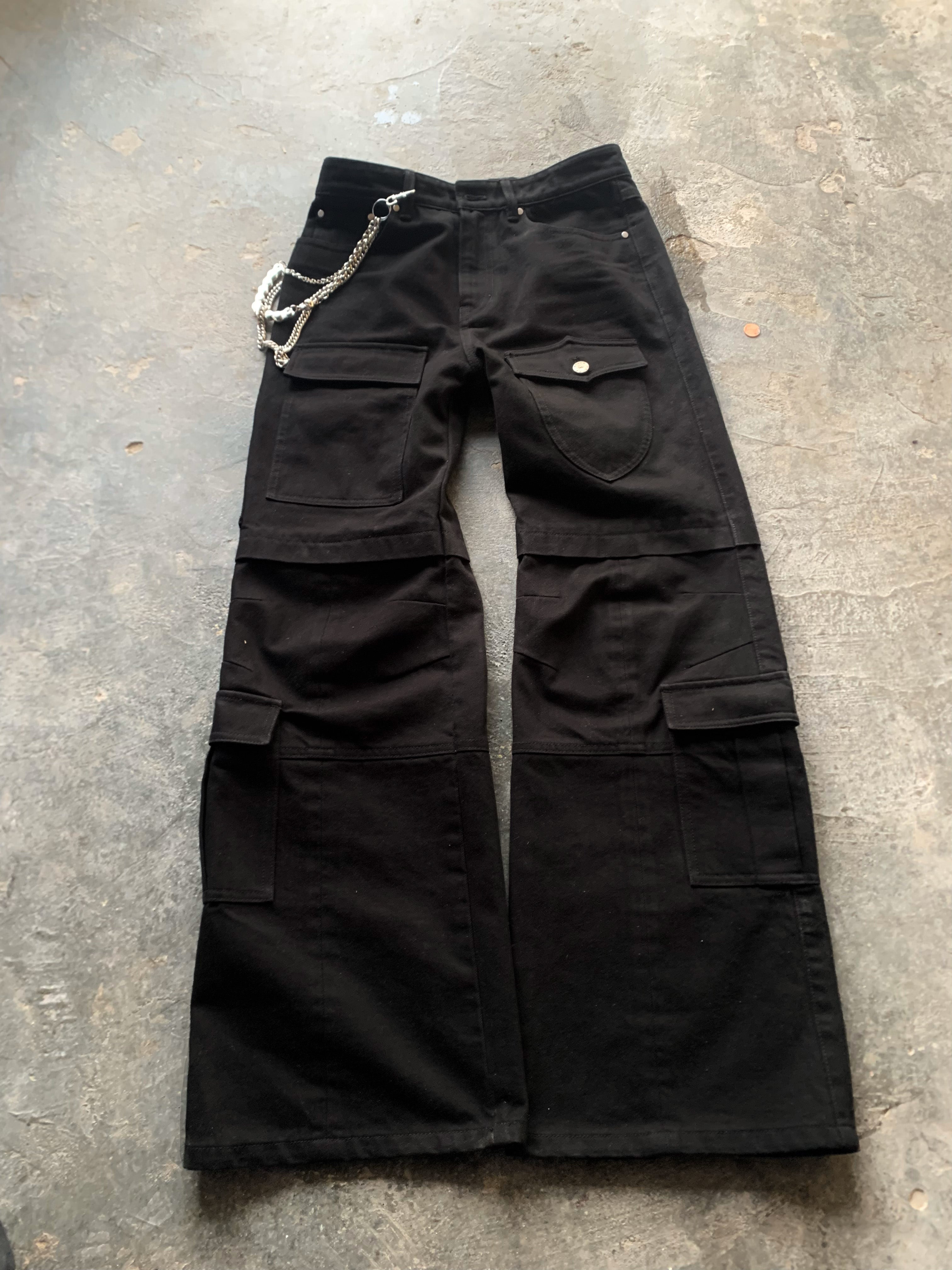 Black "DriftCut" Cargo Denim Pant